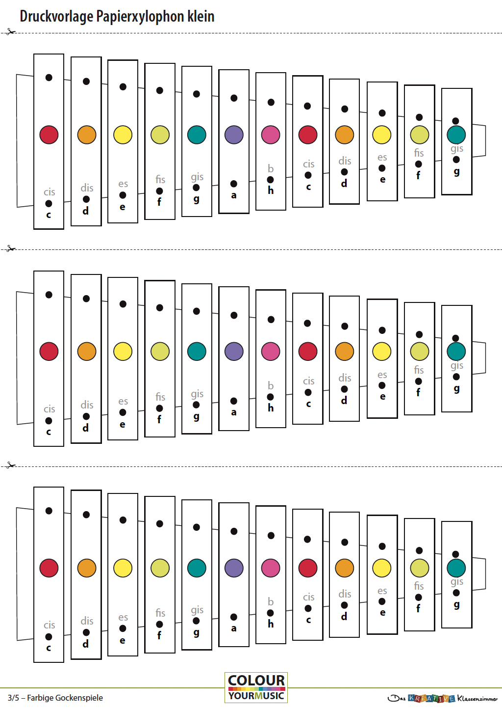 Gratismaterial - Farbige Papierstabspiele - Arbeitsblätter